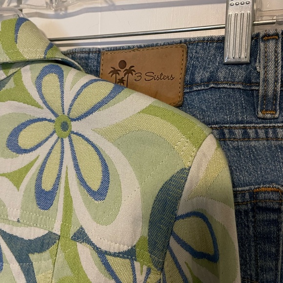3 Sisters Green and Blue Patterned Jacket and Jean set. In like new condition. - Picture 7 of 12